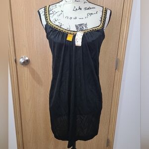 NWT Vintage Henson Kickernick 1960s Nightgown Slip Gold Trim Lingerie